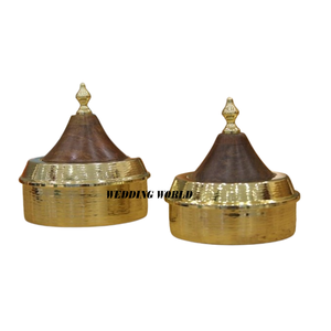 Chauffe-plat décoratif en bois de forme ronde, design de luxe, qualité supérieure, fait main, chauffe-plat en métal - Product Image 3