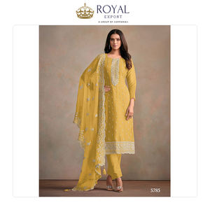 Fournisseur professionnel en vrac vendant une fausse Georgette de style indien avec broderie costume Salwar pour vêtements de créateur - Product Image 5