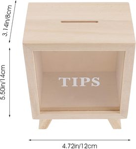 Caja de puntas de madera Huchas transparentes Caja de sombra Caja de exhibición Banco de dinero Marco de madera Caja de monedas Contenedor de almacenamiento de efectivo Tarro de dinero - Product Image 6