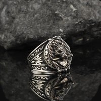 Azuris Bagues pour Hommes en Argent Sterling 925 avec Pierres Précieuses, Motif Lion en Relief, Nœud Papillon, Cœur, Zircon Sertie à Griffes, Plaqué Rhodium, Anniversaire