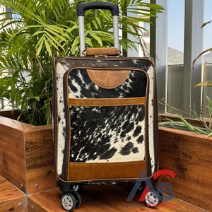 Maletas de Cuero de Vaca para Exteriores, Maleta Grande con Ruedas Giratorias, Equipaje de Viaje - Product Image 1