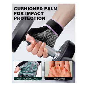 Gants de vélo sans doigts unisexes réglables, antidérapants, avec rembourrage de la paume, antichocs, décontractés, pour l'extérieur, la remise en forme, l'escalade, en cuir, pour la salle de sport - Product Image 6