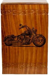 Wooden Cremation <b>Urn</b> <b>Large</b> Size Human Funeral <b>Urn</b> with Personalization (Motorcycle) - Product Image 3
