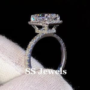 แหวนเพชรโมอิสทรงกลมสำหรับผู้หญิงของขวัญแต่งงานจาก1.50Ct ได้รับการรับรองจาก VVS มรกตและแหวนครบรอบ - Product Image 4