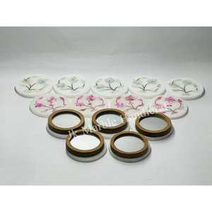 Miroir décoratif de belle couleur design floral en gros avec cadre incrusté de marbre blanc de haute qualité meilleur prix disponible ici - Product Image 1