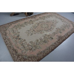 พรมสไตล์ตุรกีวินเทจขน5.8x9.7ft ทอแบบแบนมีลวดลายปะติดสำหรับตกแต่งห้องนั่งเล่นสีน้ำตาลเบจ - Product Image 2