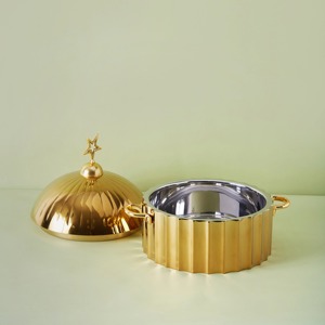 Casserole en forme d'étoile dôme en acier inoxydable Hotpot finition or argent 25cm de diamètre isolé de qualité supérieure meilleur - Product Image 4