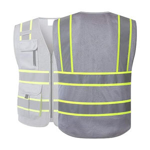 Chaleco DE SEGURIDAD reflectante Hi Vis de alta calidad con logotipo personalizado Multi bolsillos Hi Vis reflectante transpirable ropa de trabajo chaleco de seguridad - Product Image 5