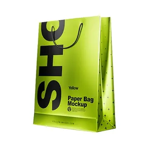 Bolsas de papel de compras personalizadas, impresas con logotipo, reciclable, marrón, liso, con mango trenzado, bolsa de papel artesanal - Product Image 1