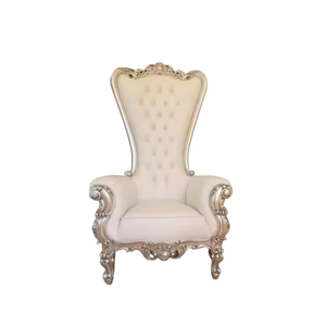 Muebles elegantes de lujo de primera calidad, sillas de boda, silla de trono de madera maciza de Color dorado y plateado, sillas de trono con respaldo alto - Product Image 6
