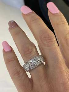 Anillo de aniversario de diamantes, CT 1,20, corte redondo, banda de boda Natural para mujer, oro blanco de 14K, joyería para mujer, banda de diseño Art-Deco - Product Image 5