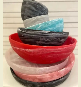 Vaisselle à motif écologique Ensemble de bols de service à salade en résine noire rose non coupée, blanc, durable pour les légumes et les aliments - Product Image 2