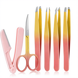 Exclusive Slanted Tip Eyebrow Tweezers Set with Clip and Plucking Tools for Eyebrow and <b>Beard</b> <b>Care</b> - Product Image 2