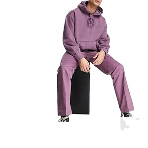 Conjunto de Sudadera con Capucha y Pantalones de Lavado Ácido Lavanda, Diseño Nuevo y Moderno, OEM, Traje Deportivo Vintage Lavado, Talla Grande Unisex para Hombre y Mujer - Product Image 1