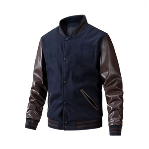 Customized Trending <b>Genuine</b> <b>Leather</b> Sleeve Letterman Winter Streetwear Men's <b>Jacket</b> CollegeBaseballjacket for men DDP Shipping - Product Image 4