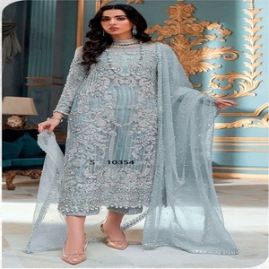 Vestido DE BODA indio para mujer paquistaní Salwar Kameez con decoración de encaje disponible a precio mayorista - Product Image 5