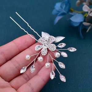 Bridella BHP504-S Silver Rhinestone & <b>Pearl</b> <b>Headband</b> with Elegant Floral Design Comfortable Fit for Weddings Proms Formal Events - Product Image 3