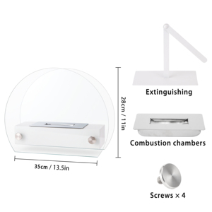 Camino da tavolo <span class=keywords><strong>bioetanolo</strong></span> bianco rotondo in vetro decorativo camino <span class=keywords><strong>portatile</strong></span> in metallo - Product Image 6