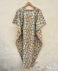 Vestido indio hecho a mano 100% de algodón Kfatan para mujer, estampado Floral, ropa informal de vacaciones en la playa para verano, primavera y otoño, Bikini ODM - Product Image 1