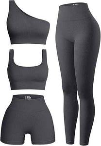 Legging de yoga et haut court de yoga Yoga 2 pièces ensemble Logo personnalisé vêtements de sport pour femmes vêtements de sport bout à bout taille haute - Product Image 3
