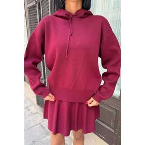 Conjunto de suéter de punto con capucha y falda para mujer 10224 - Product Image 2