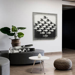 Toile imprimée Escher Sky and Water : Art mural noir et blanc, toile roulée 1P - Product Image 1