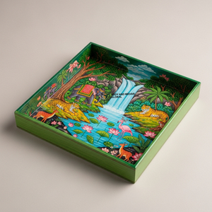 ถาดเสิร์ฟไม้สี่เหลี่ยมหรูหรา งานแฮนด์เมด ลายคลื่นทะเลและโลมา สำหรับตกแต่ง ใช้แล้วทิ้ง ย่อยสลายได้ เป็นมิตรกับสิ่งแวดล้อม ใช้กับเครื่องล้างจานได้ - Product Image 4