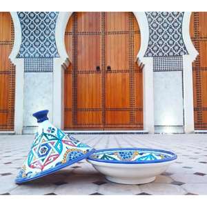 Tajín Marroquí Auténtico, Olla de Cerámica Hecha a Mano, Tajín Tradicional para Horno y Estufa, Resistente al Calor, Ecológico para Cocinas - Product Image 1