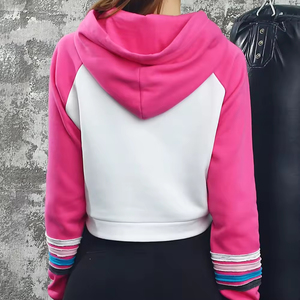 Logo personnalisé Streetwear femmes sweat pull Gym sweats à capuche femmes sweat à capuche dames décontracté haut court à capuche - Product Image 3