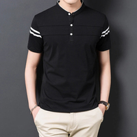 T-shirt à col roulé pour homme, coupe classique, manches courtes, imprimé numérique personnalisé, mélange polyester/coton, respirant et à séchage rapide