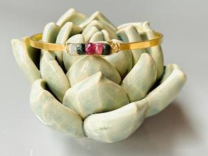 กำไลข้อมืออัญมณีทัวร์มาลีนธรรมชาติ925แข็งชุบทองเครื่องประดับของขวัญแต่งงาน - Product Image 4