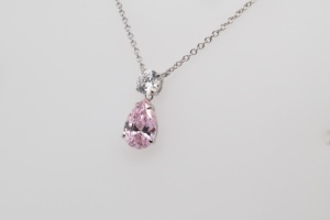 สร้อยคอจี้อัญมณีสีเงินสเตอร์ลิงสีชมพูแบบ925 - Product Image 4