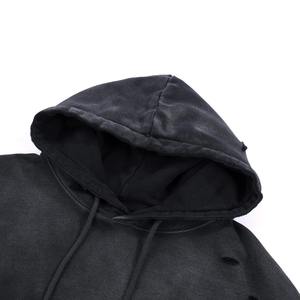 Oodies 100% coton personnalisé Streetwear sweat à capuche pour homme Vintage en détresse coupe régulière lourd doublé polaire respirant coupe-vent - Product Image 3