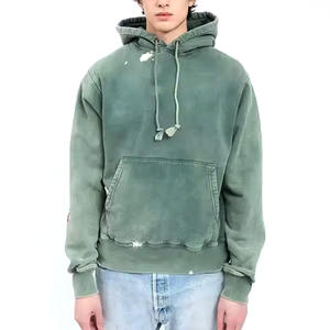 Último diseño Street Style Hombres cómodos Sudaderas con capucha desgastadas Sudadera con capucha desgastada de peso pesado de gran tamaño - Product Image 6