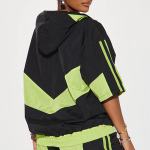 Ensemble 2 pièces pour femme de haute qualité, coupe-vent, haut court à fermeture éclair surdimensionné, ensemble short et veste - Product Image 4