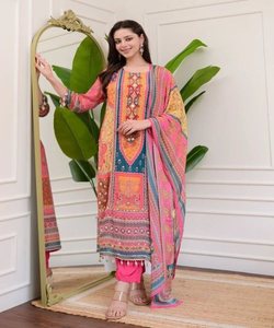 Three Piece Robes Luxury Les <b>Turkish</b> Dubai Women Party <b>Clothes</b> Chic Islamic Suit Salwar women top bottom dupatta set - Product Image 3