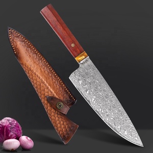 Venta al por mayor personalizado de alta calidad OEM ODM servicio profesional japonés mango de madera Acero de Damasco afilado Chef cocina Chef cuchillo - Product Image 6