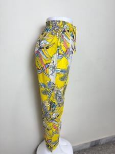 Women Cotton Printed Pajama Pants <b>Yellow</b> Tropical Design Ladies Cotton Lounge Pants with Bird Print <b>Yellow</b> Women Casual - Product Image 6