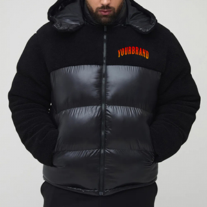 Blouson d'hiver personnalisé pour homme, col montant, polyester brillant, tissu polaire à bulles, poches latérales, imperméable, coupe-vent - Product Image 6