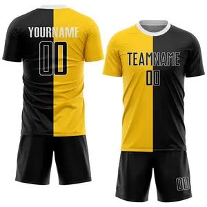 Yellow Black Color Polyester Custom Team Wear with LOGO Soccer Uniforms supplier in Pakistan