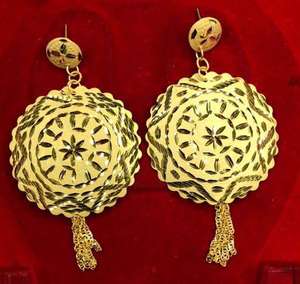 2 piezas Vintage Micro chapado en oro calidad latón europeo estilo africano pendientes pulseras conjunto Strand Zircon cadenas regulares - Product Image 3