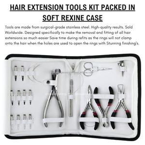 Wholesale Hair Extension Tools <b>Kit</b> Tape in Weft Pressing Plier Micro <b>Bead</b> Crimping and Tape in Remover Plier Stainless Steel - Product Image 5