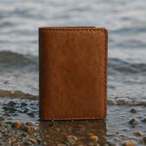 Cartera plegable hecha a mano Crazy Horse de cuero minimalista para hombre, regalo para él, 2017 - Product Image 1