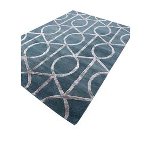 Alfombra Contour Blue de Lana y Viscosa Hecha a Mano con Diseño Geométrico de Diamantes para Pasillo, Sala de Estar, Rectangular, 9x12, Taq-228 Contour Blue Hand - Product Image 2