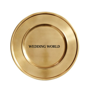 Assiette à chocolat en métal fini argenté Assiette de service de luxe de table de forme ronde Assiette de chargeur en métal fantaisie élégante et classique - Product Image 2