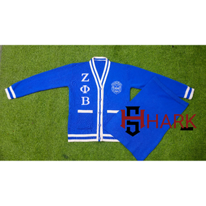 Sorority Zeta Phi Beta Winter <b>Cardigan</b> Skirt Sets Women's 100% Acrylic Knitted <b>Chenille</b> ZPB Letters Embroidered Crest Thick - Product Image 3