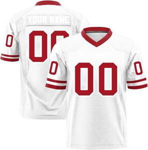 Camisetas de fútbol personalizadas para equipos con rayas en las mangas, tela de malla de poliéster OEM, impresión sublimada de secado rápido, logotipo, números, nombre - Product Image 5