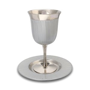 12 oz Kiddush Cup Shabbat Holidays Kidush Copas Latón con plata Shabbat Judío Religioso Bendición Copa de vino hecha a mano - Product Image 2