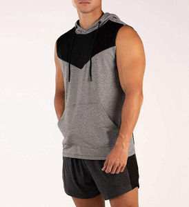 Débardeur de fitness tricoté sans manches pour homme avec capuche en maille respirante Logo personnalisable Débardeur décontracté respirant - Product Image 6