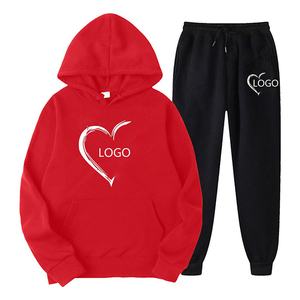 Wholesale Custom Print 100% Cotton Winter Sweatsuit Hoodie Set Men Custom Logo Embossed/Embroidery Jogging Tracksuit Set Running - Product Image 1